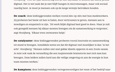 23. Elk type leider heeft extra vaardigheden nodig; ‘oude skills’ voldoen niet meer in een hybride kantoorwereld